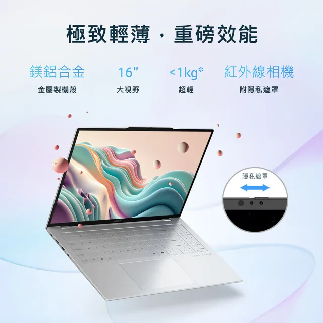 【Acer】微軟M365組★16吋AMD 999g極致輕薄AI 筆電(Swift Air/SFA16-61M-R8U8/Ryzen AI 5 330/16G/512G)
