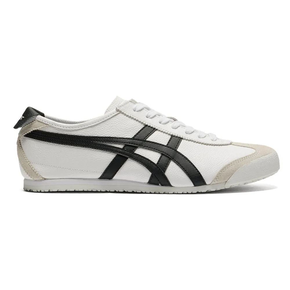 【Onitsuka Tiger】鬼塚虎 麂皮拼接白底黑虎爪紋 MEXICO 66 休閒鞋 (1183A201-126)