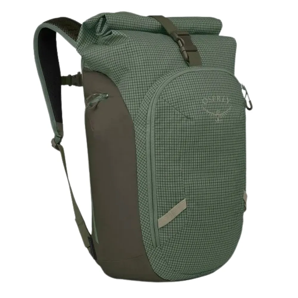 【Osprey】Transporter Roll Top Pack 防潑水通勤旅行後背包 Pine Leaf | 捲式主隔間開口