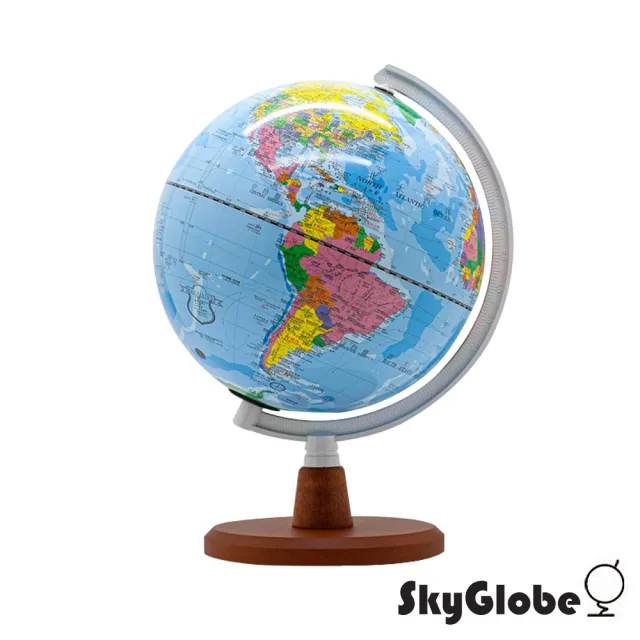 【SkyGlobe】SKYGLOBE 8吋行政藍色海洋木質底座地球儀(中英文對照)