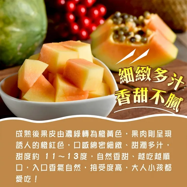 【初品果】台農2號木瓜 6斤±10%(5-9顆)x1箱