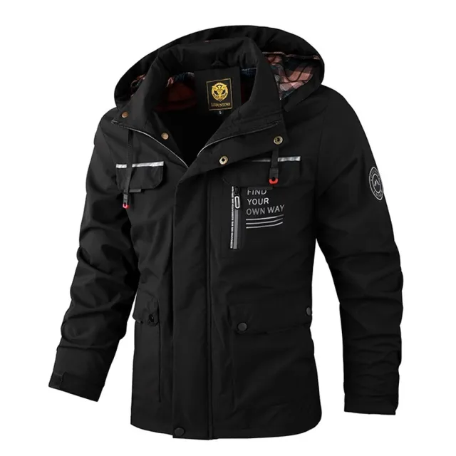 【巴黎精品】現貨出清 衝鋒衣連帽外套休閒夾克(軍裝修身中長款多口袋春夏薄款男外套2款a1ck6 A)S
