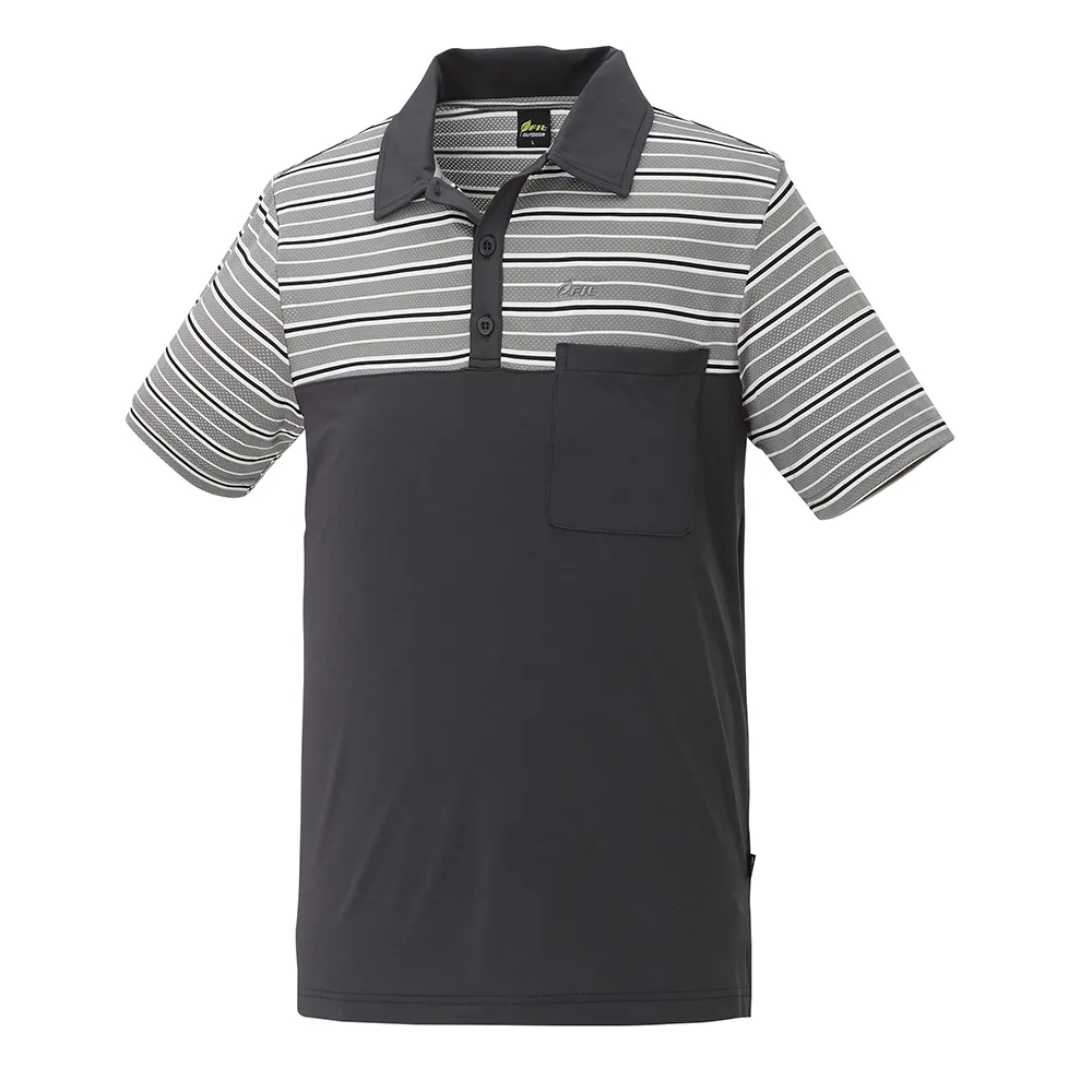 【Fit 維特】男-條紋吸排短袖POLO衫-碳灰色 MS1108-75(POLO衫/排汗衫/短袖上衣/休閒上衣)