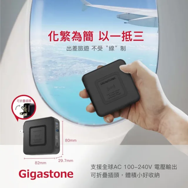 【Gigastone 立達國際】4合1 Qi無線旅充行動電源10000mAh QP-10200B+60W C to C快充線(支援iPhone17快充)