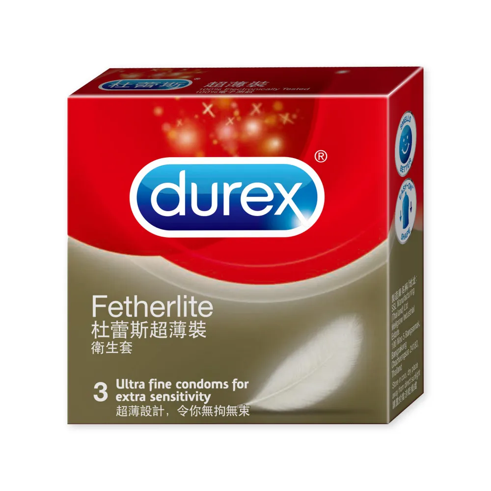 【Durex 杜蕾斯】超薄裝保險套3入/盒(避孕套/衛生套/經典薄潤系列)