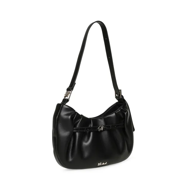 【steve madden】素面抓皺細帶肩背包 BSTORMI(黑色)