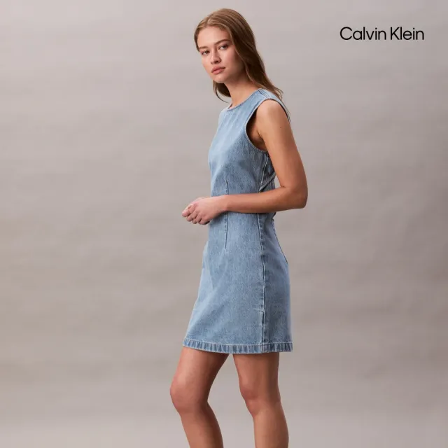 【CALVIN KLEIN】官方旗艦館CK Open Back Cap Sleeve Dress_藍色