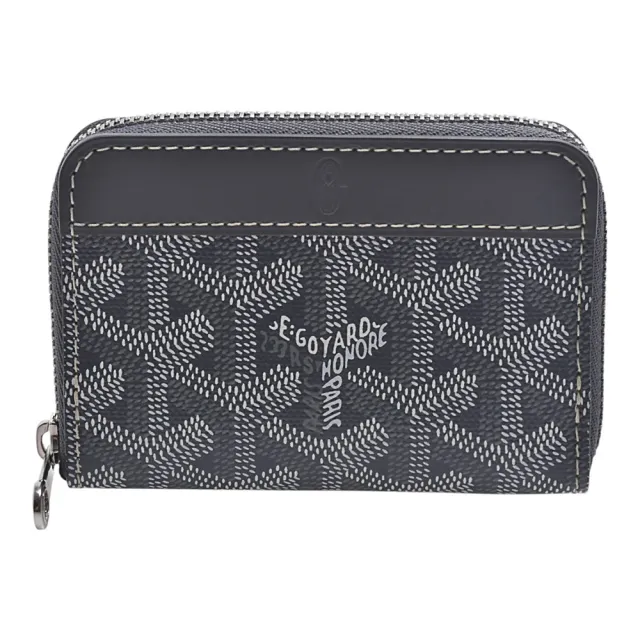 【GOYARD 高雅德】經典Monnaie Matignon手工帆布拉鍊零錢包(灰色)