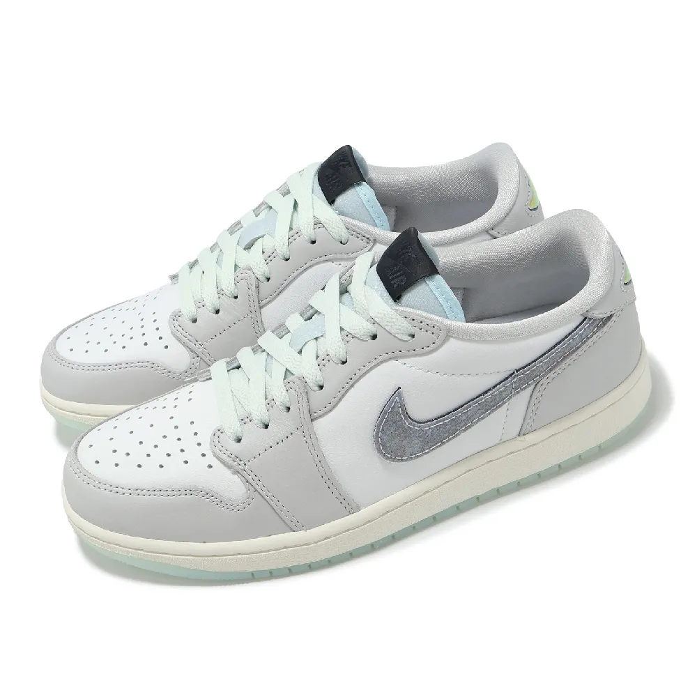 【NIKE 耐吉】休閒鞋 Air Jordan 1 Low OG 男鞋 女鞋 蛇年 新年 CNY 灰 綠 蛇紋 AJ1(HF3144-100)