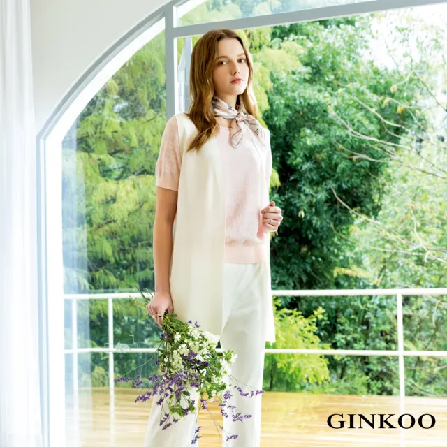 【GINKOO 俊克】側開衩綁帶長版針織背心