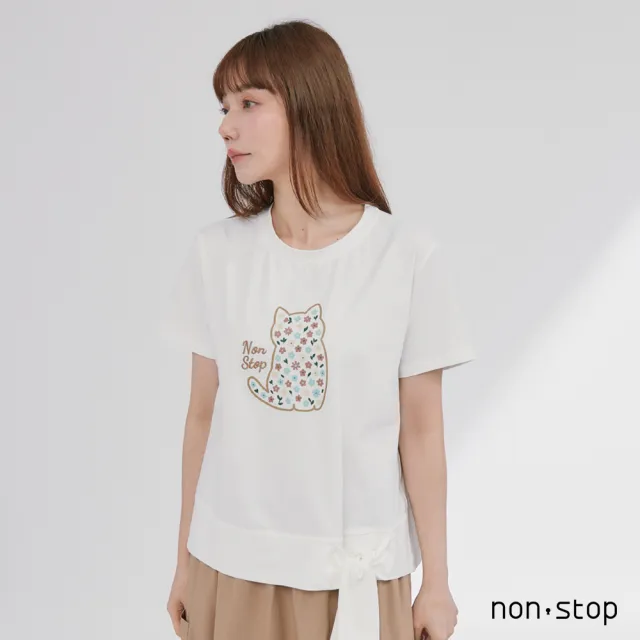 【non-stop】花卉貓咪印花T恤-3色