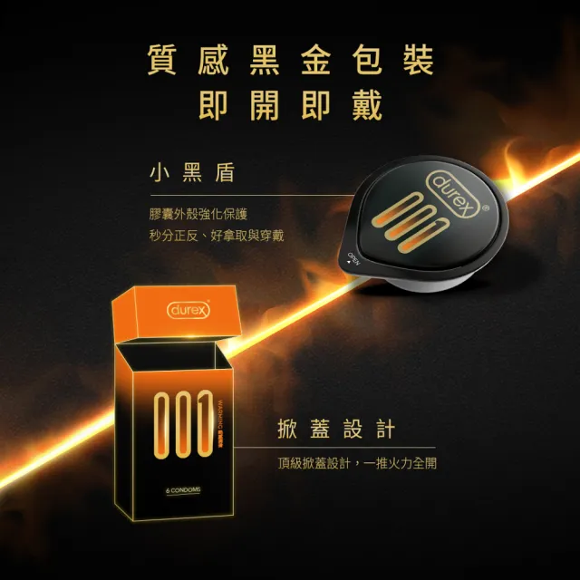 【Durex 杜蕾斯】001水性PU衛生套熱感潤滑裝1盒(6入 保險套/衛生套/避孕套/安全套/避孕/保險套推薦)