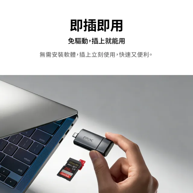 【PX 大通】Type C USB A 雙介面2合1高速讀卡機 SD/micro SD 支援SD/TF4.0版 支援312 MB/s傳輸速度(CS4-D)