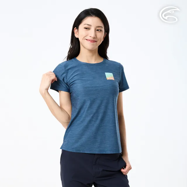 【ADISI】女浪花洞洞短袖圓領透氣圖T AL2611031 雨林藍 S-3XL｜透氣 吸濕排汗 快乾 輕量 彈性 排汗衣