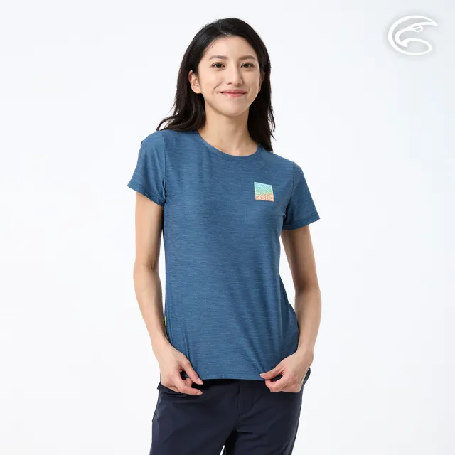 【ADISI】女浪花洞洞短袖圓領透氣圖T AL2611031 雨林藍 S-3XL|透氣 吸濕排汗 快乾 輕量 彈性 排汗衣