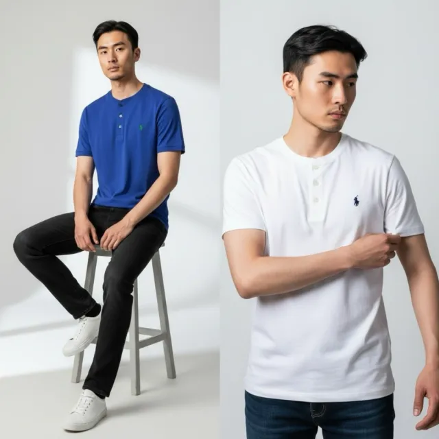 【RALPH LAUREN】男女皆可 小馬 polo亨利領 短T ralph lauren 青年版 袖口羅紋 拉夫勞倫 上衣 短袖(1445)