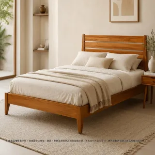 【Mahogany 瑪荷尼家具】免組裝 190X203X100   微風6尺床G1  全原木桃花心木 床架 M1-BB34-6M