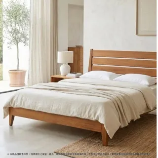 【Mahogany 瑪荷尼家具】免組裝 160X203X100   微風5尺床G1   全原木桃花心木 床架 M1-BB34-5M