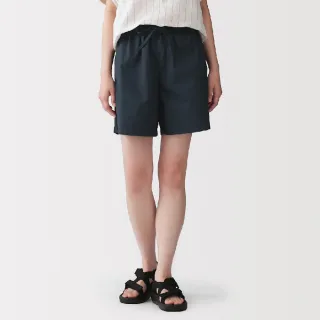 【MUJI 無印良品】女水洗平織布短褲(黑色/米色/卡其/煙燻粉/淺藍/暗藍)