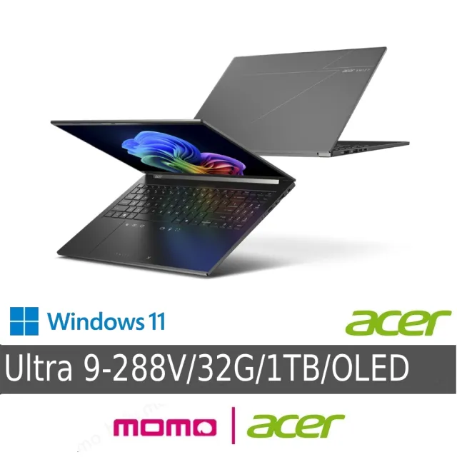 【Acer】羅技滑鼠組★16吋Ultra 9輕薄OLED AI筆電-黑(Swift Go/SFG16-74-91FX/Ultra 9-288V/32G/1TB/W11)
