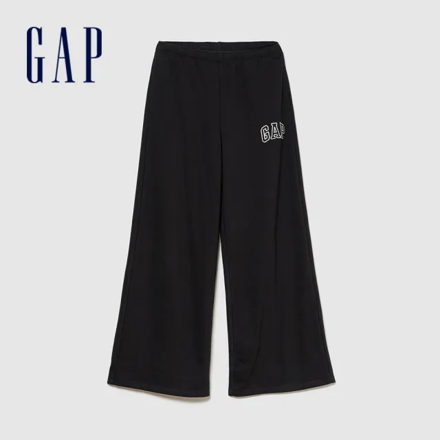 【GAP】Gap Logo法式毛圈布寬腿慢跑褲-多色任選(887992)