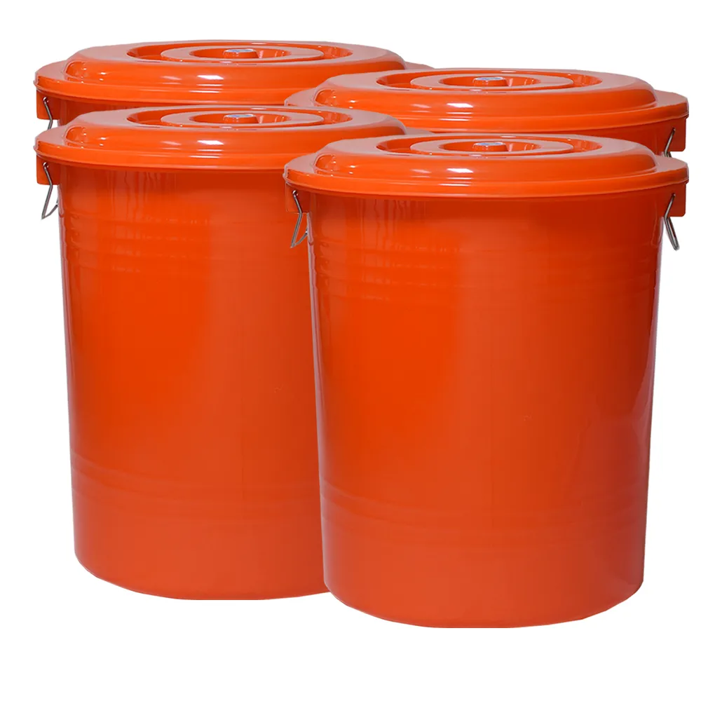 【G+ 居家】MIT台灣製萬用桶儲水桶垃圾桶冰桶125L(4入組-附蓋附提把 隨機色出貨)