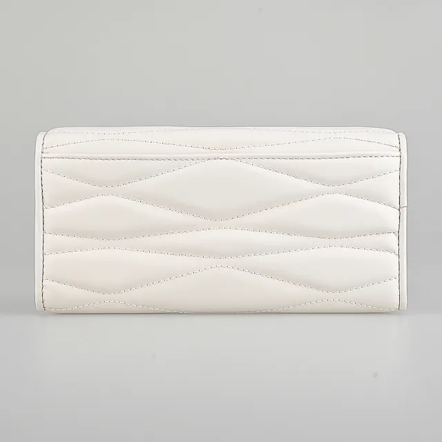 【FURLA 芙拉】FURLA 絎縫線1927系列小羊皮轉釦翻蓋二折長夾(自然白)