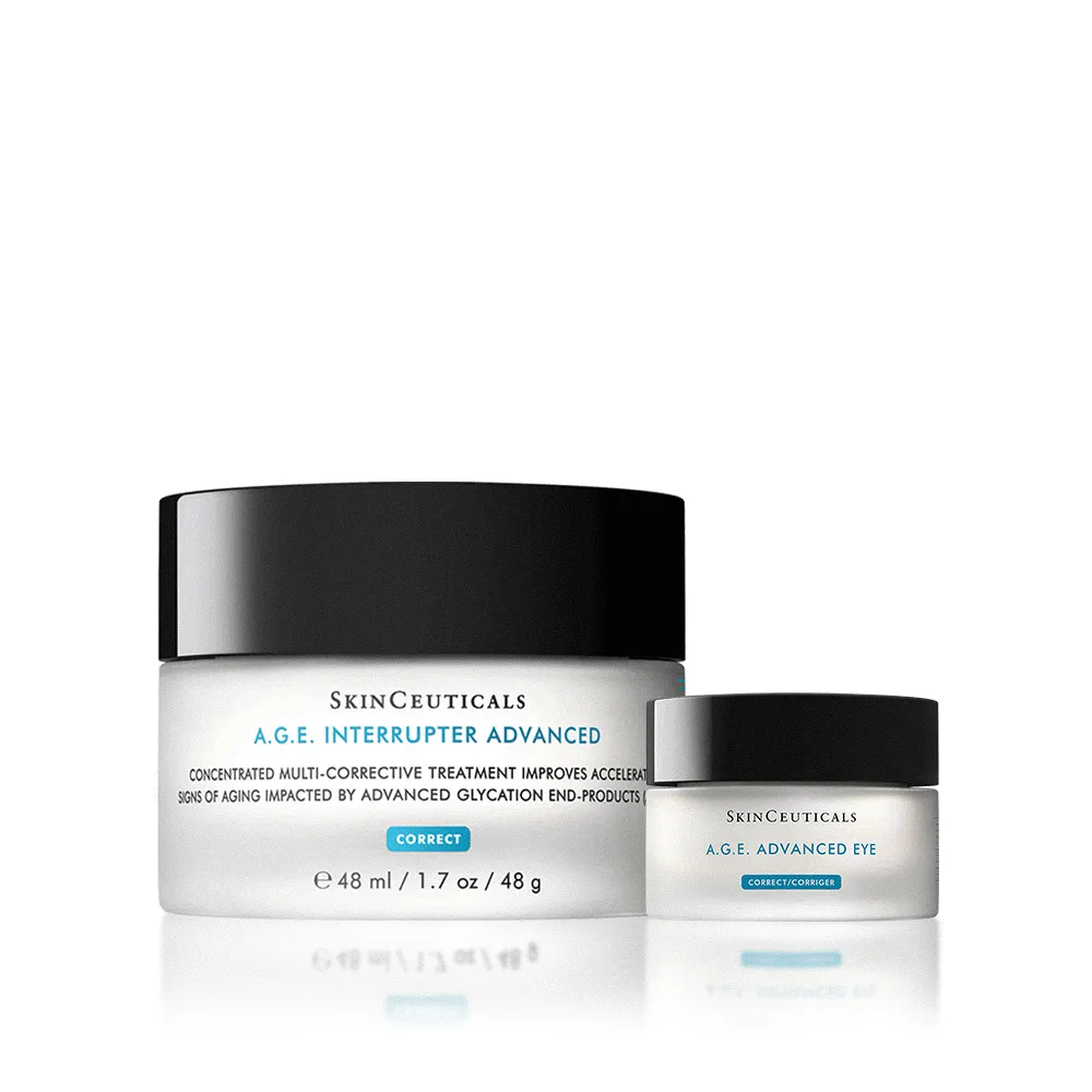 【Skin Ceuticals 修麗可】極致撫紋雙星★AGE普拉斯鏈彈潤緊緻眼霜 15ml+AGE普拉斯鏈活膚緊緻霜 48ml