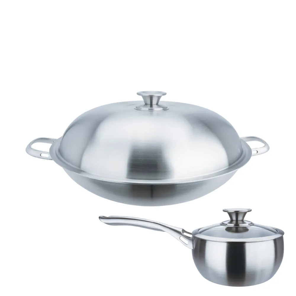 【CHEF 掌廚】316不鏽鋼 七層複合金雙鍋組(短耳炒鍋36cm+湯鍋18cm)