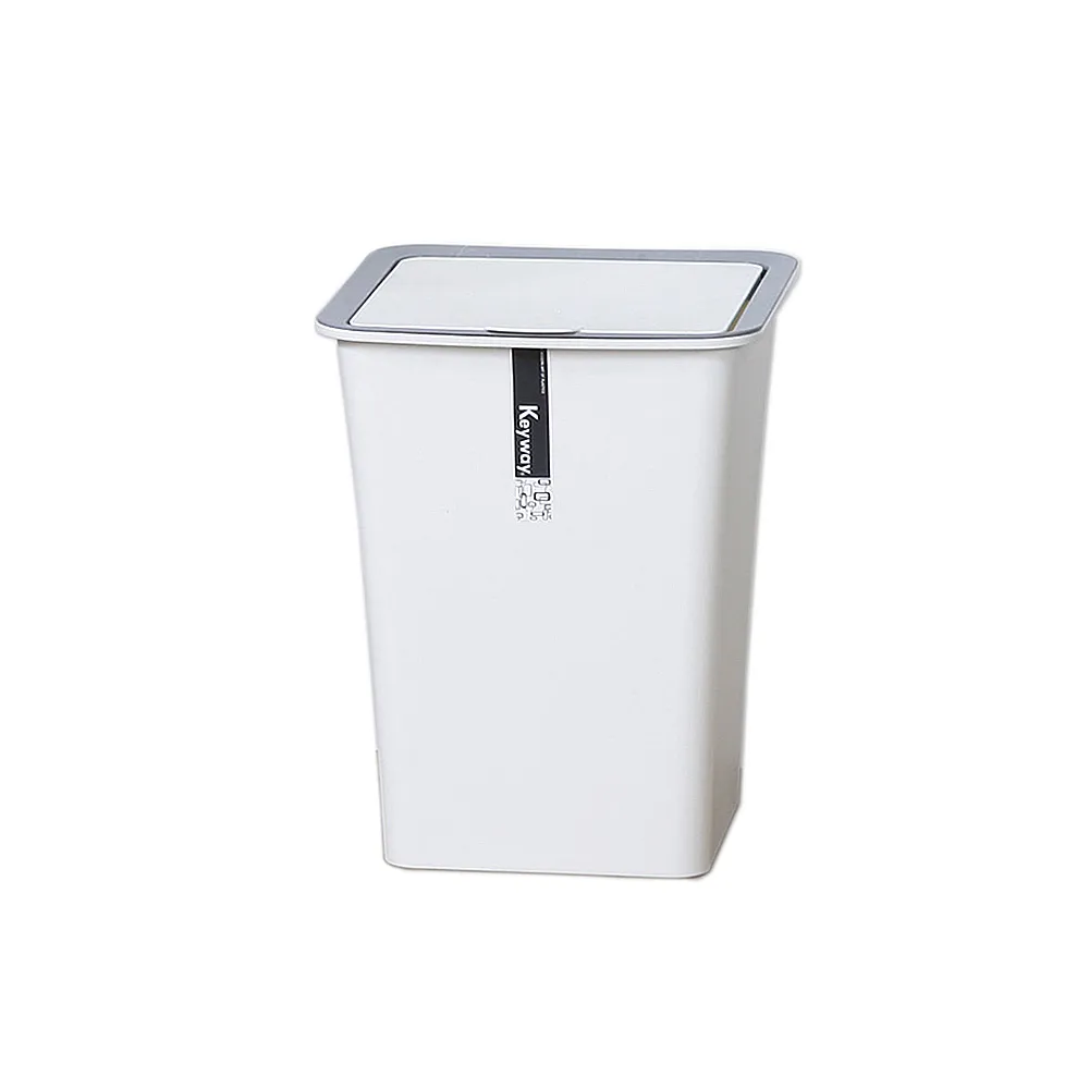 【真心良品】白色時尚掀蓋垃圾桶_大-2入(C5301 年前大掃除 簡約白 廚房衛浴 KEYWAY聯府)