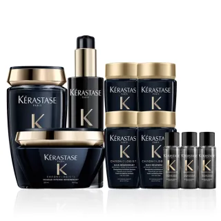 【KERASTASE 巴黎卡詩】黑鑽極萃逆時三步驟洗護組(洗髮精+髮膜+熱活精華)