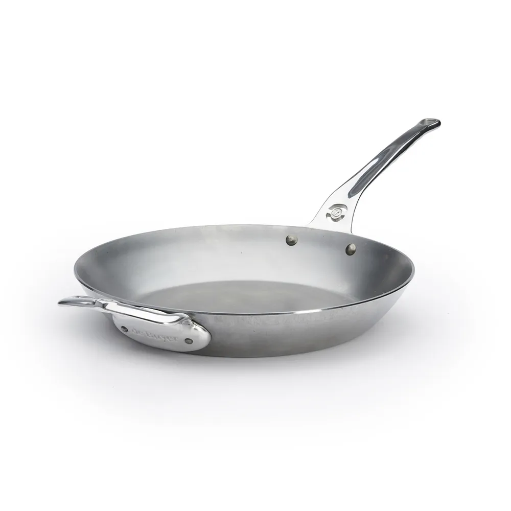 【de Buyer 畢耶】原礦蜂蠟鐵鍋 職人防滑握柄平底鍋32cm-適用IH爐(附握耳)