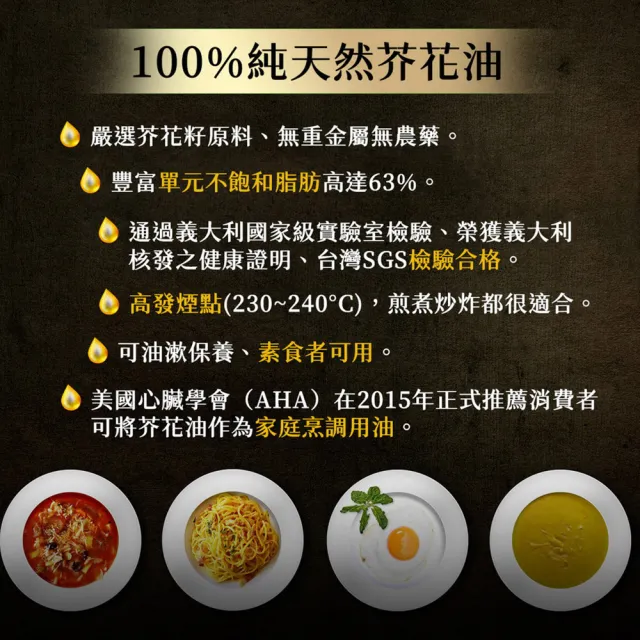 【BASSO 巴碩】義大利原裝頂級黃金100%純芥花油 1L x6入(搶購組 日本用油首選 適合高溫調理 原箱出貨)