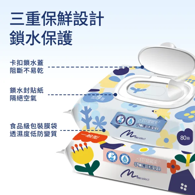 【mo select】EDI 超純水加蓋嬰兒柔濕巾24包(台灣製 加厚型80抽/一般型90抽任選/mo選)