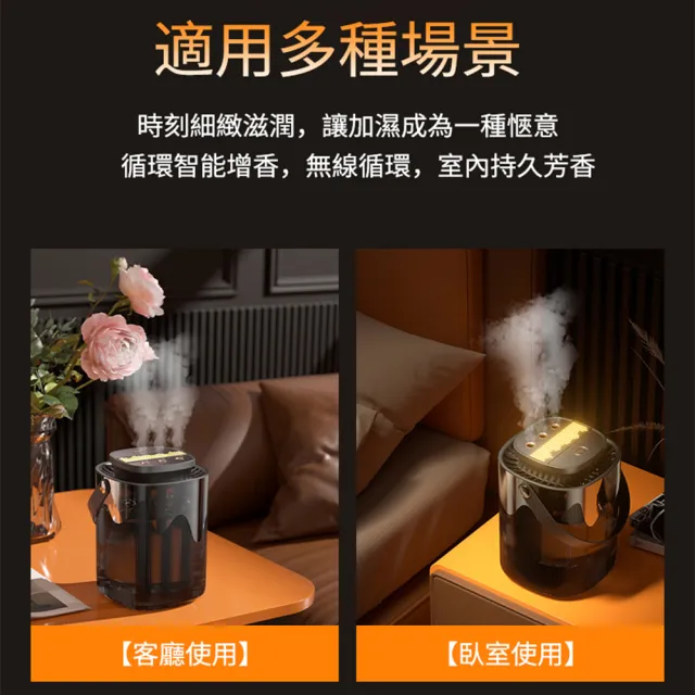 WODER 3L大容量智能三噴加濕器 靜音奈米霧化水氧機 USB桌面空氣保濕補水噴霧器 氛圍夜燈 3000ml