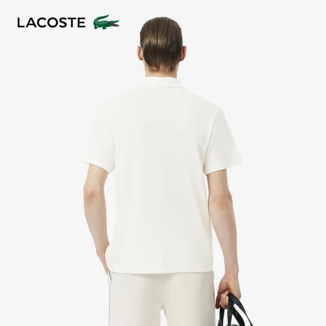 【LACOSTE】男裝-經典版型古巴領口短袖POLO衫(白色)