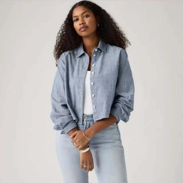 【LEVIS】Sullys 短版長袖襯衫 女生上衣 熱賣單品 0084X-0007