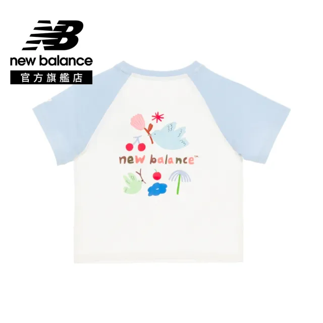 【NEW BALANCE】NB 童裝 拼接短袖上衣_7EG2V07TLBL_男童/女童_白淺藍色
