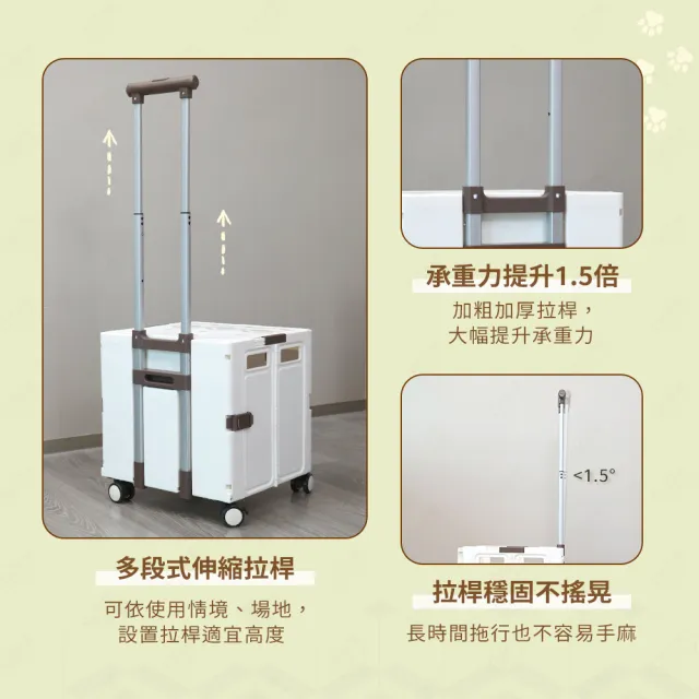 【Arlink】75L多功能折疊收納手推車｜透視雙開款 TL52(寵物推車/購物車/手推車/買菜車/摺疊購物車/露營車)