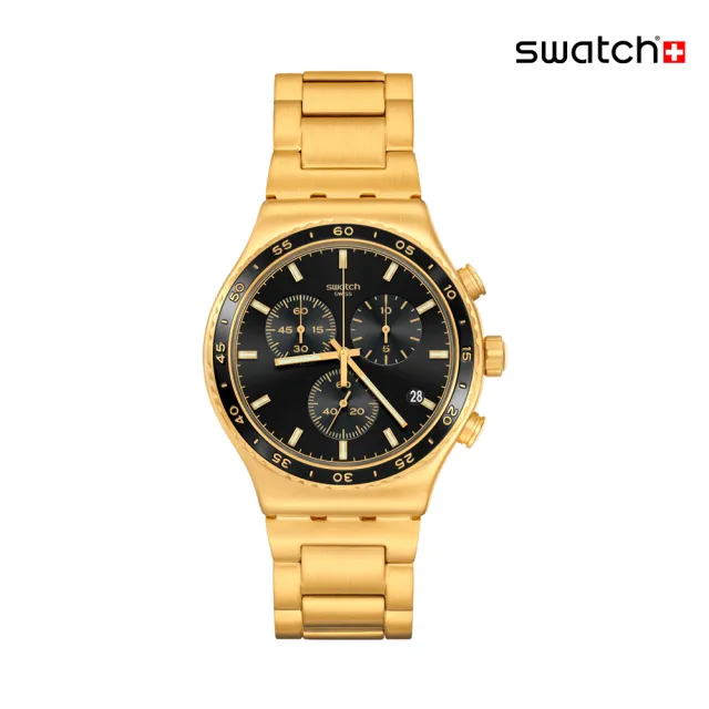 【SWATCH】IN THE BLACK 金屬手錶/男錶/女錶/瑞士製造 YVG418G(43mm)