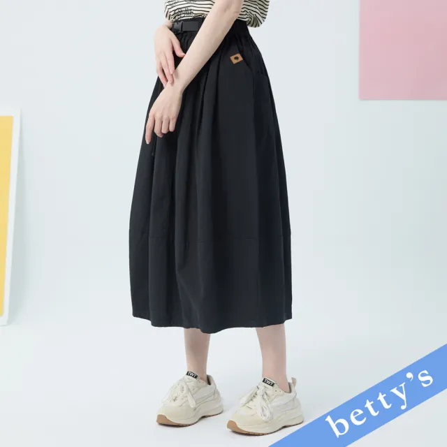 【betty’s 貝蒂思】酷酷腰帶剪裁口袋長裙(黑色)