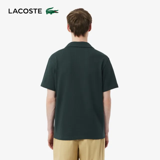 【LACOSTE】男裝-經典版型古巴領口短袖POLO衫(綠色)