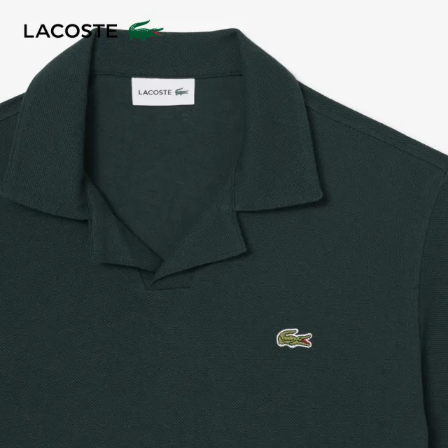 【LACOSTE】男裝-經典版型古巴領口短袖POLO衫(綠色)