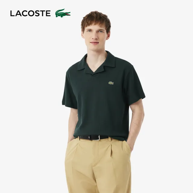 【LACOSTE】男裝-經典版型古巴領口短袖POLO衫(綠色)