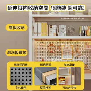 【靚白家居】全碳鋼 洞洞板桌上書架置物架螢幕收納架(寬95 x 高97 x 深 25公分)