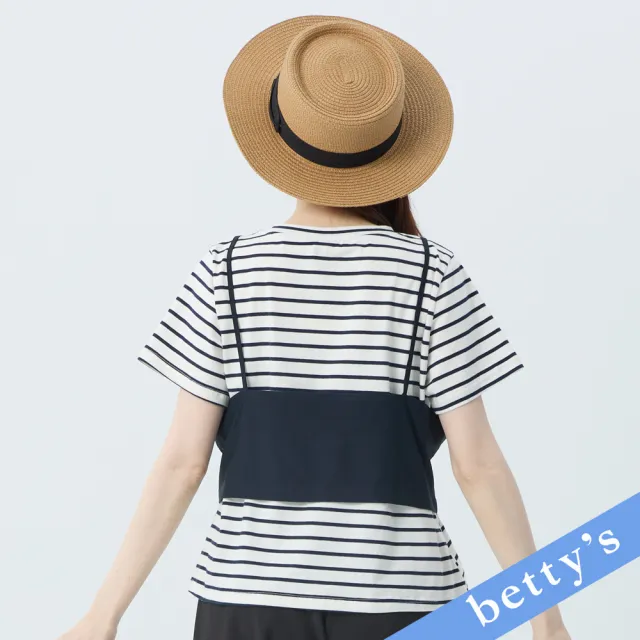【betty’s 貝蒂思】假兩件馬甲條紋上衣(深藍)