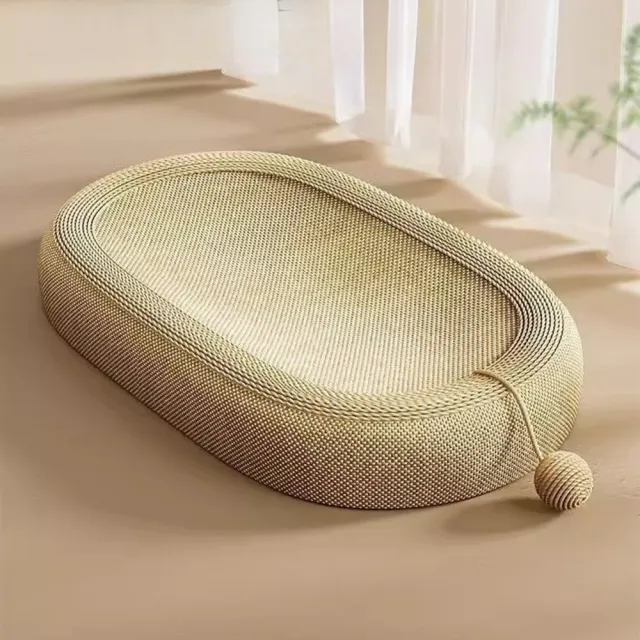 【Quality 聚家】劍麻貓窩 貓抓盆 貓抓板 貓抓板窩 貓磨爪 貓玩具(特大號)一體成型/耐磨不掉屑/附逗貓球