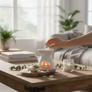 【The Forest 癒森林】海洋之露香氛融蠟禮盒融蠟燈+香氛蠟塊4入(蠟磚/清新香氛/送禮禮盒/居家香氛)