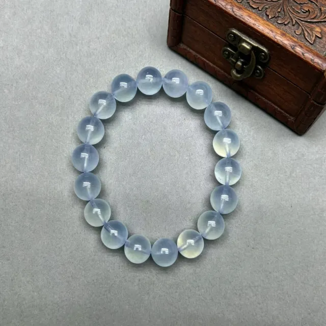 【佰財水晶珠寶】10mm天然高品質透體海藍寶手串