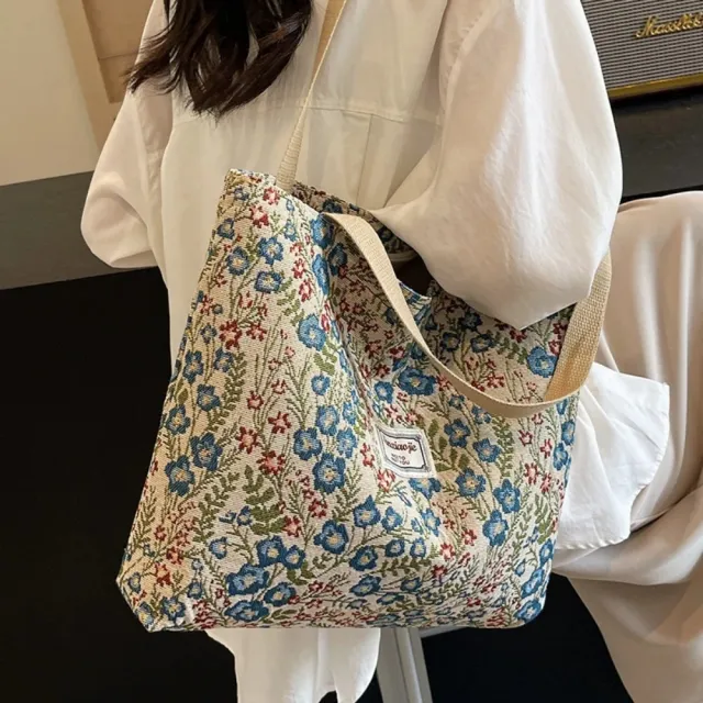 【米蘭精品】現貨限搶 手提包帆布肩背包托特包側背包單肩包隨身女包(加厚刺繡字母4色74jn38)